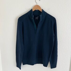RAFFI sweater / blue cashmere blend GIOVANNI zip henley pullover / size S